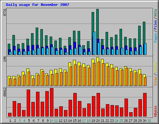 Daily usage for November 2007