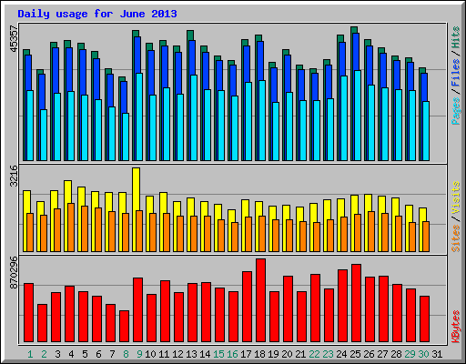Daily usage for June 2013